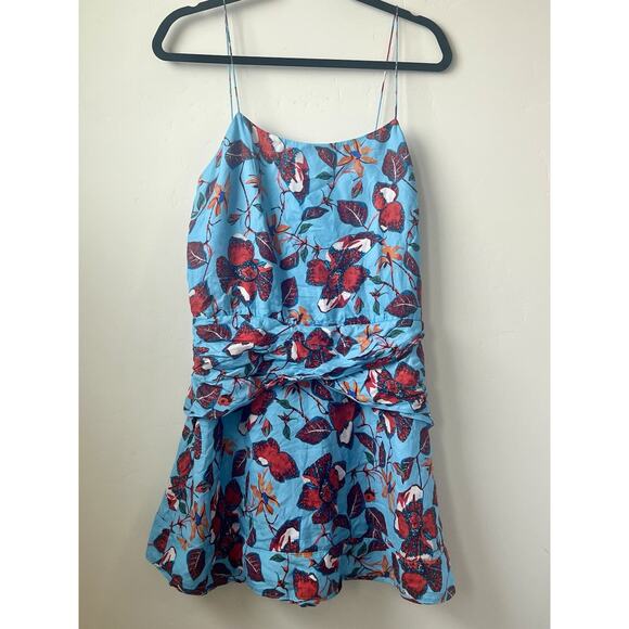 Derek Lam 10 Crosby Blue Butterfly Floral Silk Blend Sun Dress, Romantic Size 10 - Picture 1 of 8